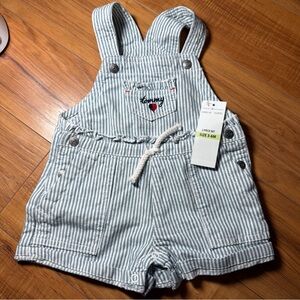 Tommy Hilfiger Infant Denim Overall Short Striped 3/6 Month NWT *see Pocket